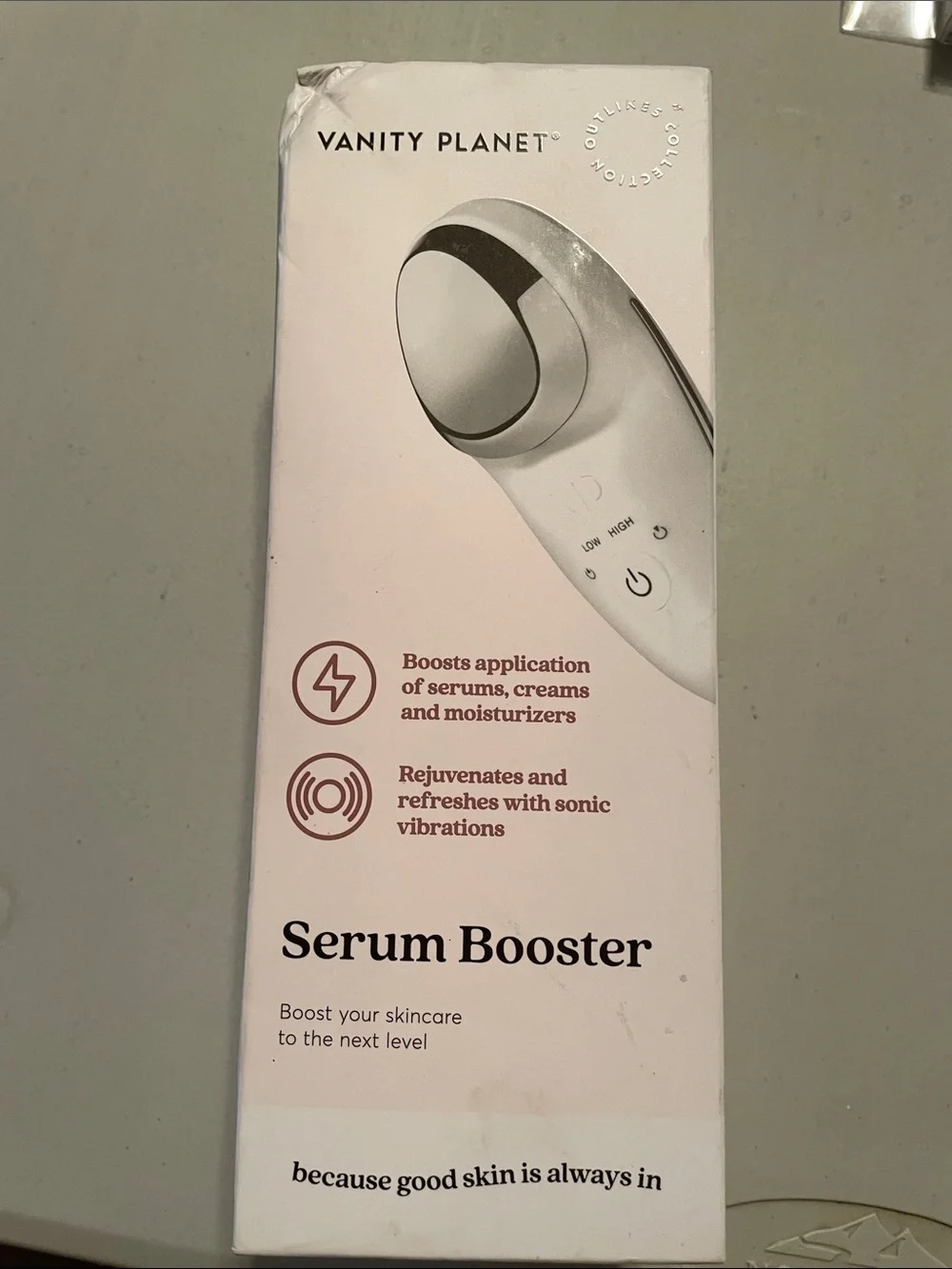 Vanity Planet Serum Booster Face Massager Sonic Vibrations Soften Refresh Skin
